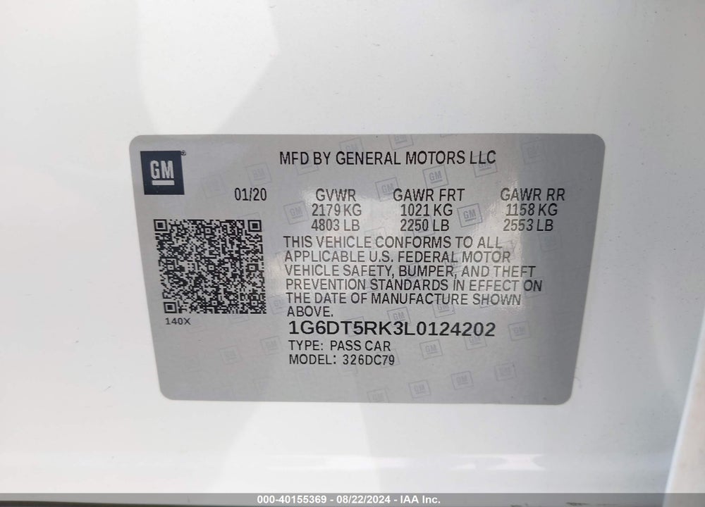 2020 CADILLAC CT5 PREMIUM LUXURY VIN: 1G6DT5RK3L0124202