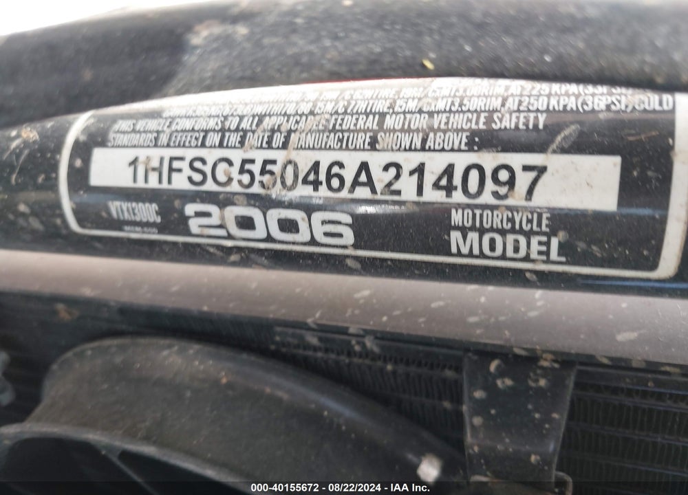 2006 HONDA VTX1300 C VIN: 1HFSC55046A214097