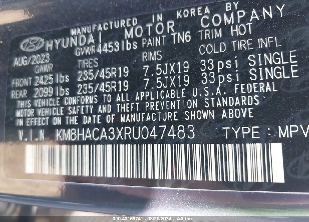 2024 HYUNDAI KONA N LINE VIN: KM8HACA3XRU047483