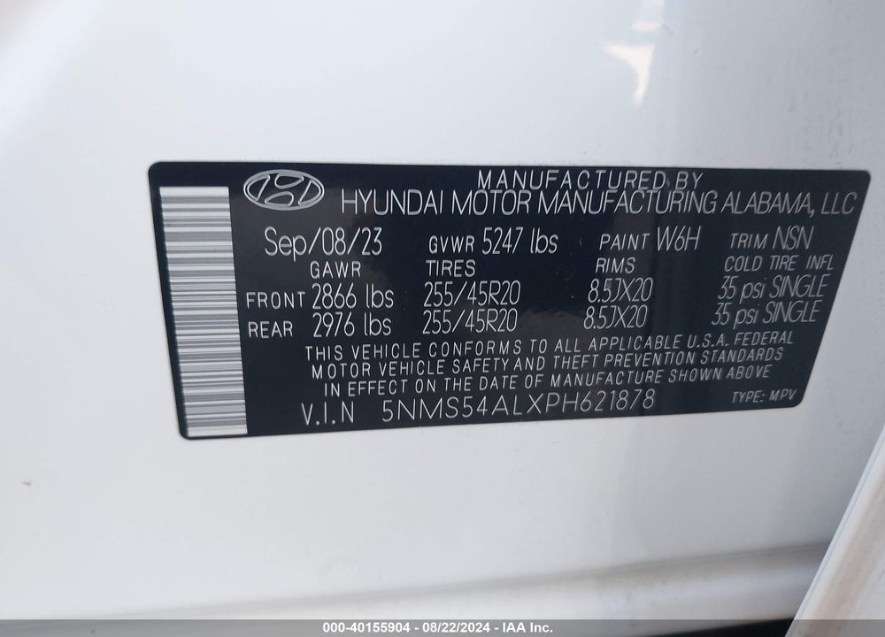 2023 HYUNDAI SANTA FE CALLIGRAPHY VIN: 5NMS54ALXPH621878