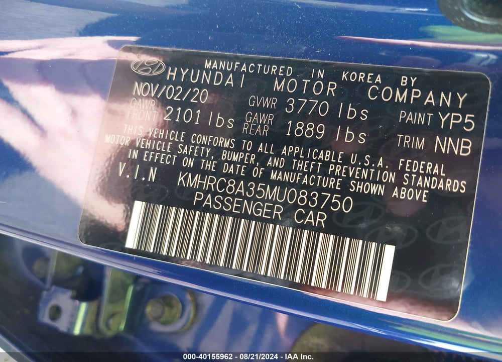 2021 HYUNDAI VENUE SEL VIN: KMHRC8A35MU083750
