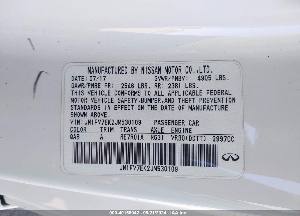 2018 INFINITI Q60 3.0T RED SPORT 400 VIN: JN1FV7EK2JM530109