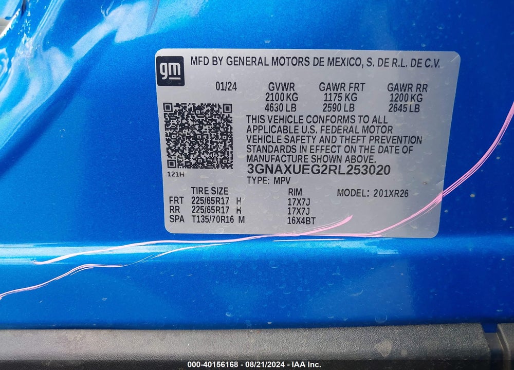 2024 CHEVROLET EQUINOX AWD LT VIN: 3GNAXUEG2RL253020