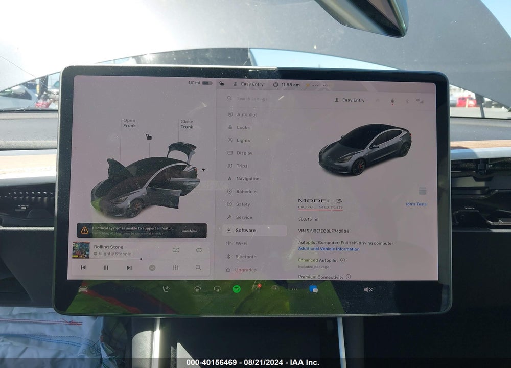 2020 TESLA MODEL 3 PERFORMANCE DUAL MOTOR ALL-WHEEL DRIVE VIN: 5YJ3E1EC3LF742535