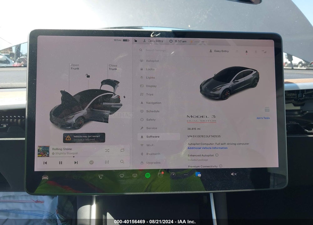 2020 TESLA MODEL 3 PERFORMANCE DUAL MOTOR ALL-WHEEL DRIVE VIN: 5YJ3E1EC3LF742535