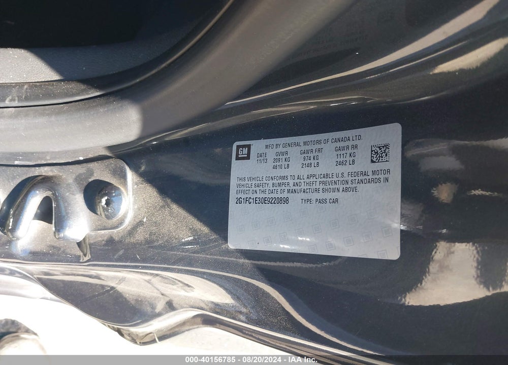 2014 CHEVROLET CAMARO 2LT VIN: 2G1FC1E30E9220898