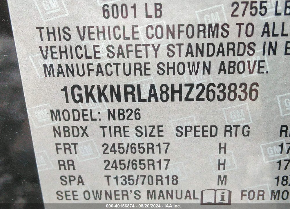 2017 GMC ACADIA SLE-1 VIN: 1GKKNRLA8HZ263836