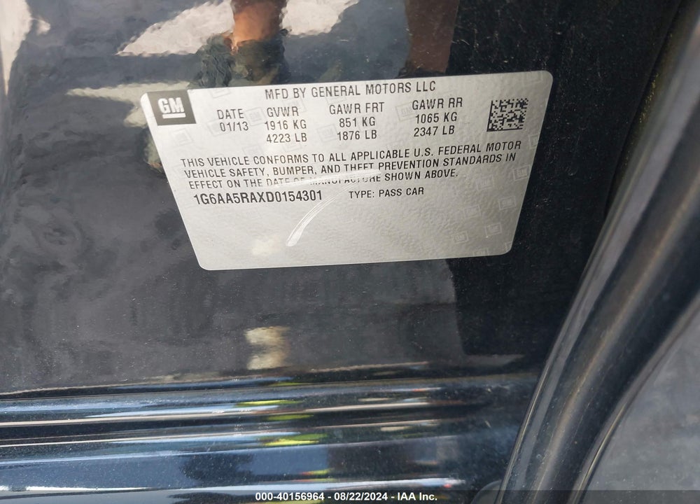 2013 CADILLAC ATS STANDARD VIN: 1G6AA5RAXD0154301
