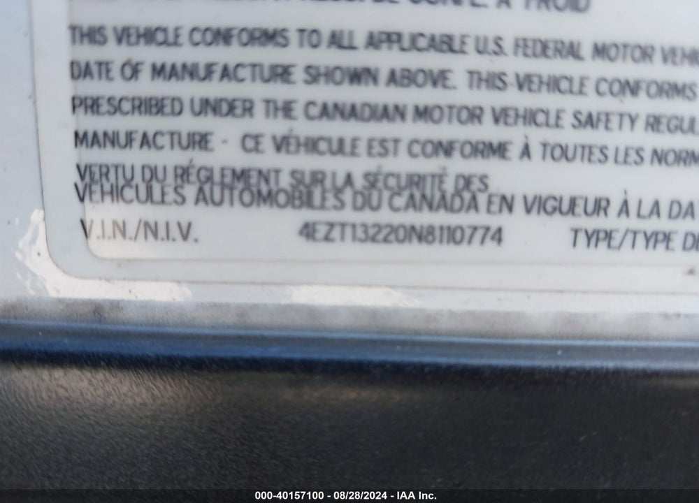 2022 VENTURE TOUR312VBH VIN: 4EZT13220N8110774