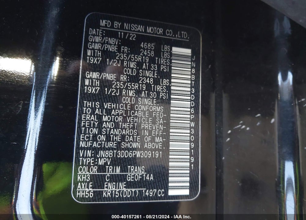 2023 NISSAN ROGUE PLATINUM INTELLIGENT AWD VIN: JN8BT3DD6PW309191