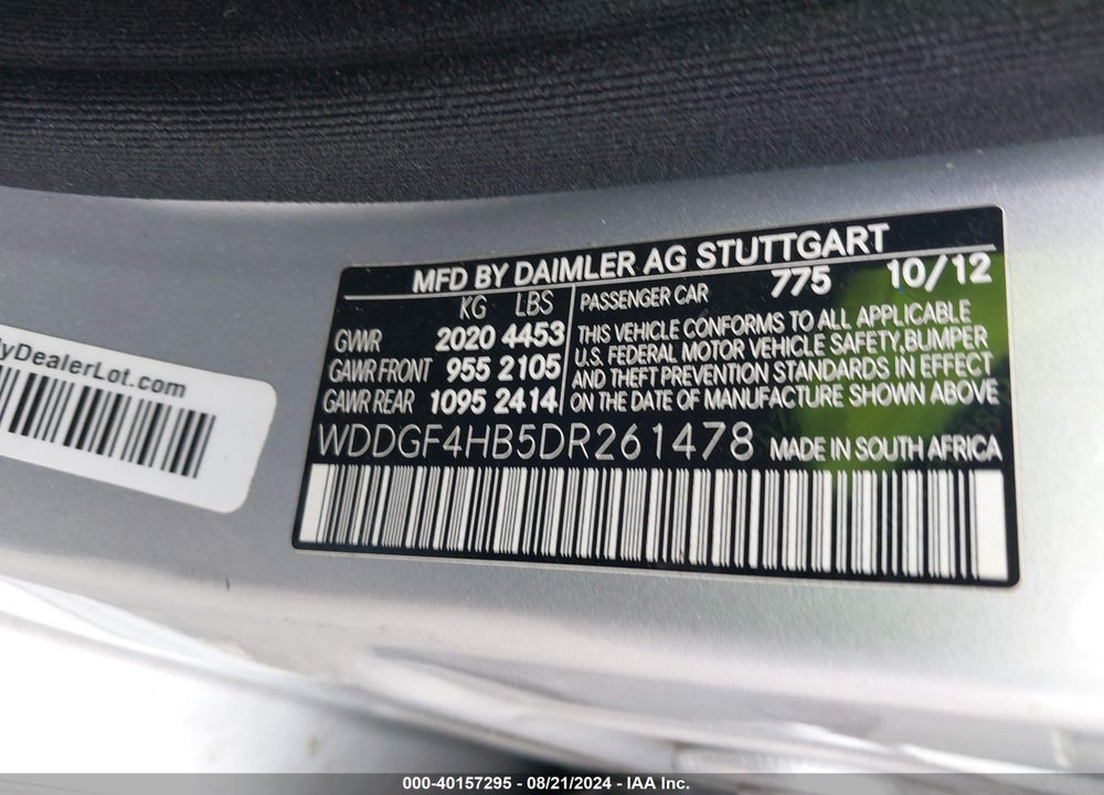 2013 MERCEDES-BENZ C 250 LUXURY/SPORT VIN: WDDGF4HB5DR261478