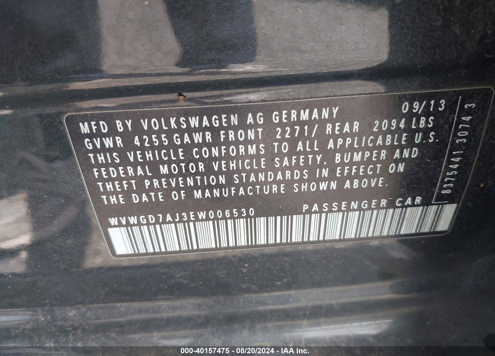 2014 VOLKSWAGEN GTI WOLFSBURG EDITION VIN: WVWGD7AJ3EW006530