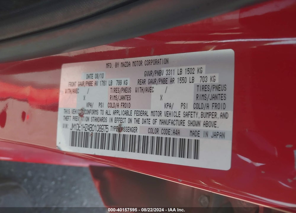 2011 MAZDA 2 SPORT VIN: JM1DE1HZ4B0108975