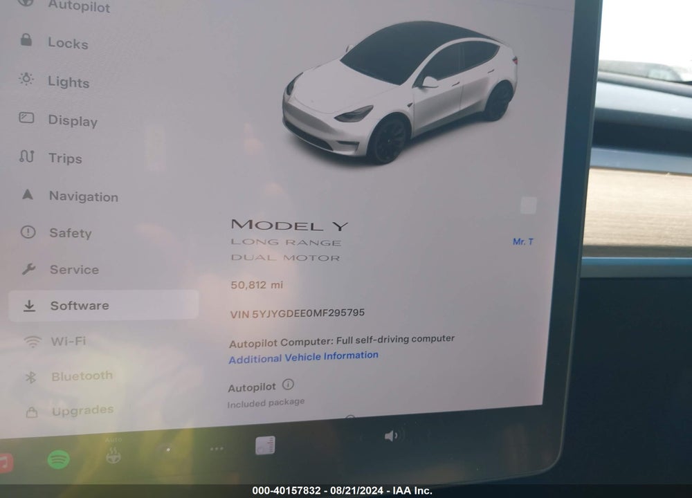 2021 TESLA MODEL Y LONG RANGE DUAL MOTOR ALL-WHEEL DRIVE VIN: 5YJYGDEE0MF295795