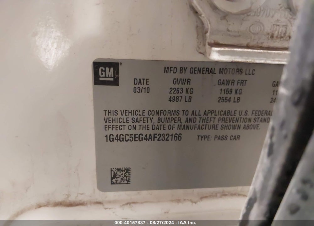 2010 BUICK LACROSSE CXL VIN: 1G4GC5EG4AF232166
