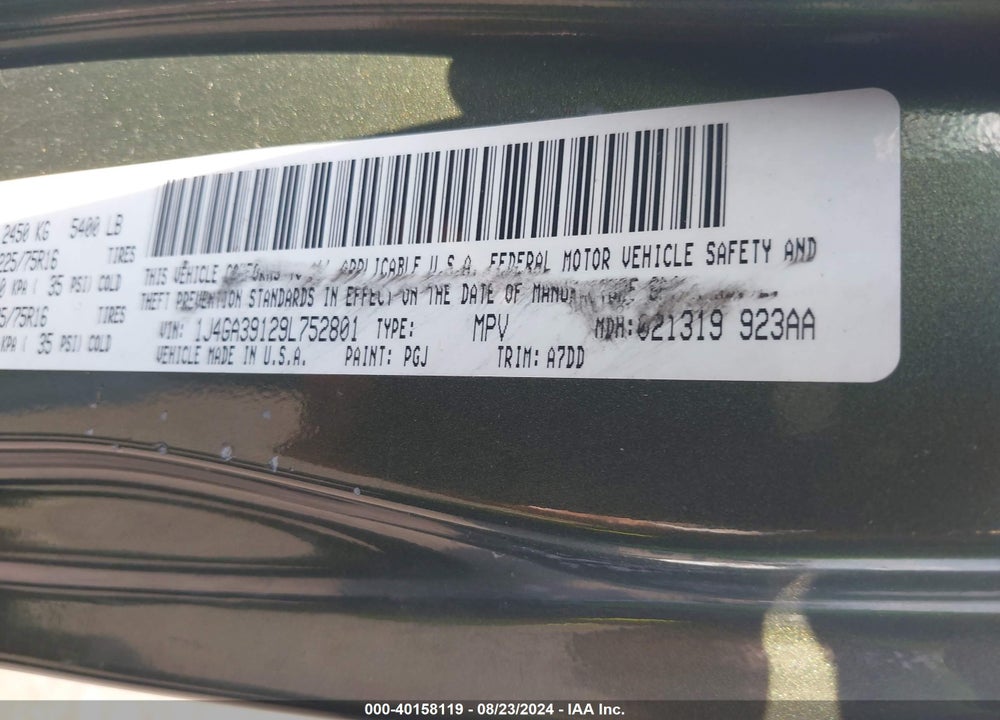 2009 JEEP WRANGLER UNLIMITED X VIN: 1J4GA39129L752801
