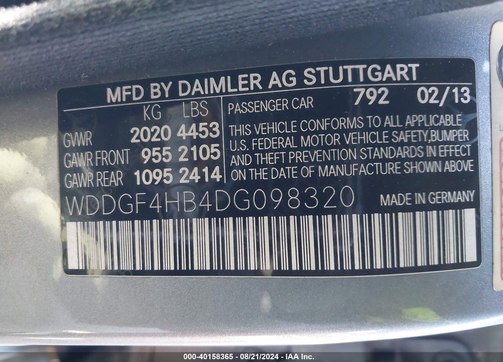 2013 MERCEDES-BENZ C 250 LUXURY/SPORT VIN: WDDGF4HB4DG098320
