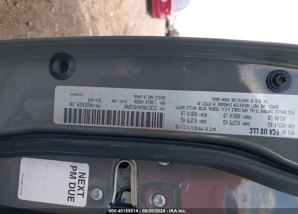 2019 CHRYSLER 300 VIN: 2C3CCABG4KH516000