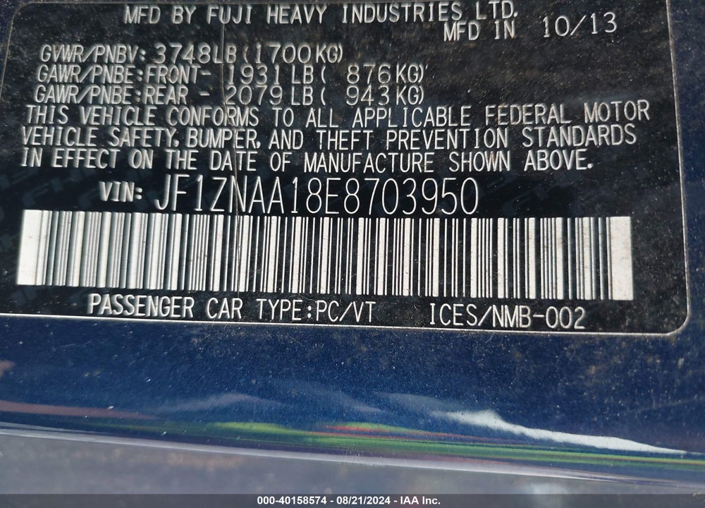 2014 SCION FR-S VIN: JF1ZNAA18E8703950