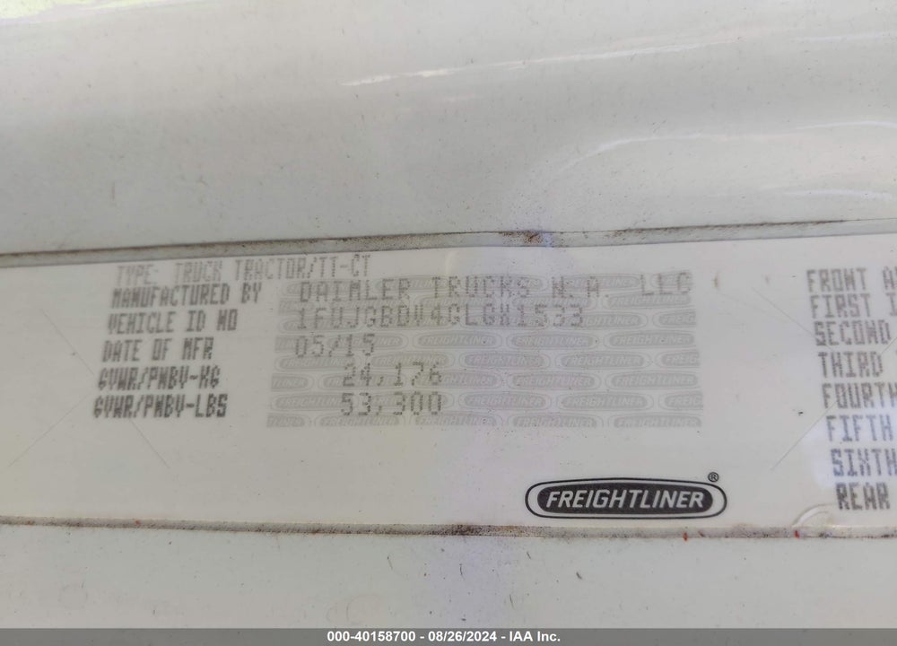 2016 FREIGHTLINER CASCADIA 113 VIN: 1FUJGBDV4GLGX1533