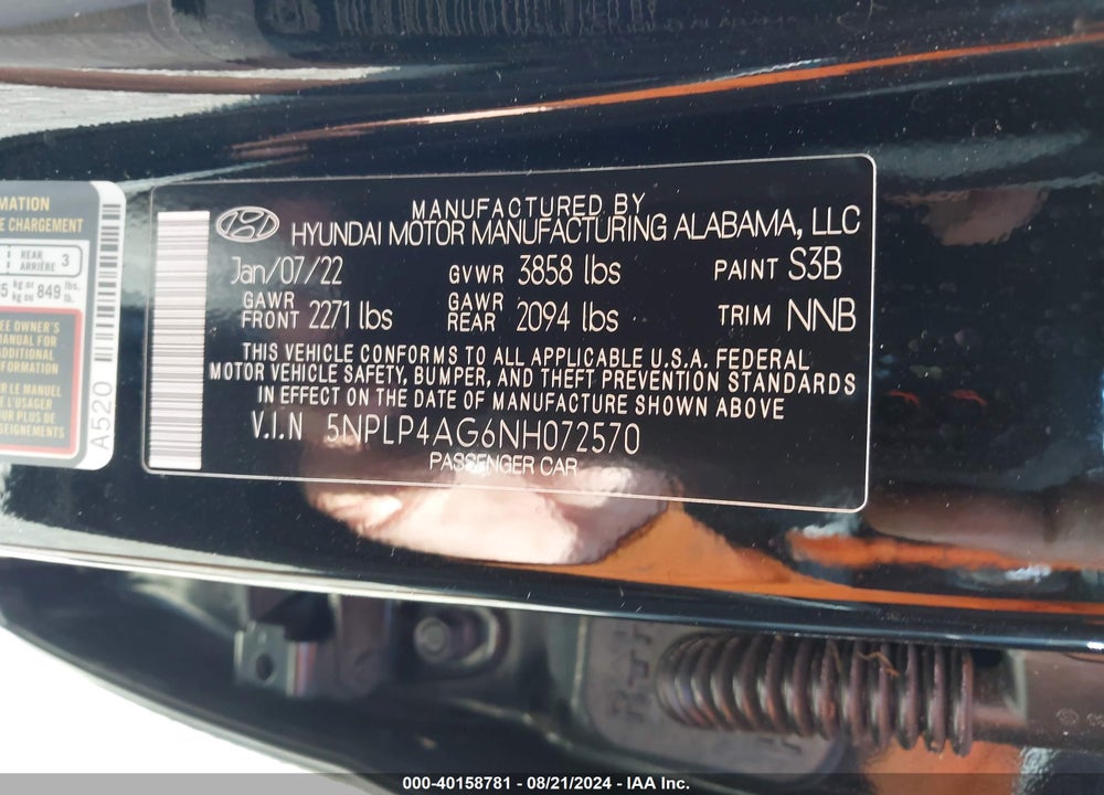 2022 HYUNDAI ELANTRA LIMITED VIN: 5NPLP4AG6NH072570