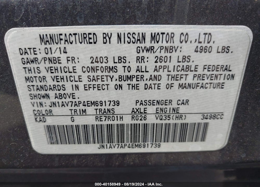 2014 INFINITI Q50 HYBRID PREMIUM VIN: JN1AV7AP4EM691739