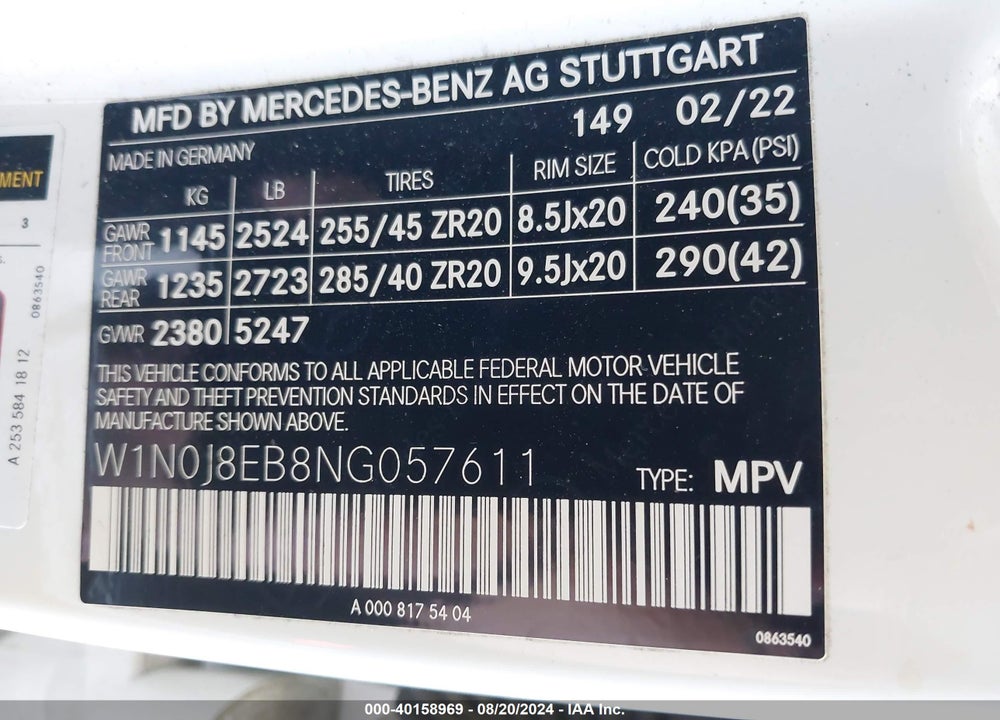 2022 MERCEDES-BENZ GLC 300 4MATIC COUPE VIN: W1N0J8EB8NG057611
