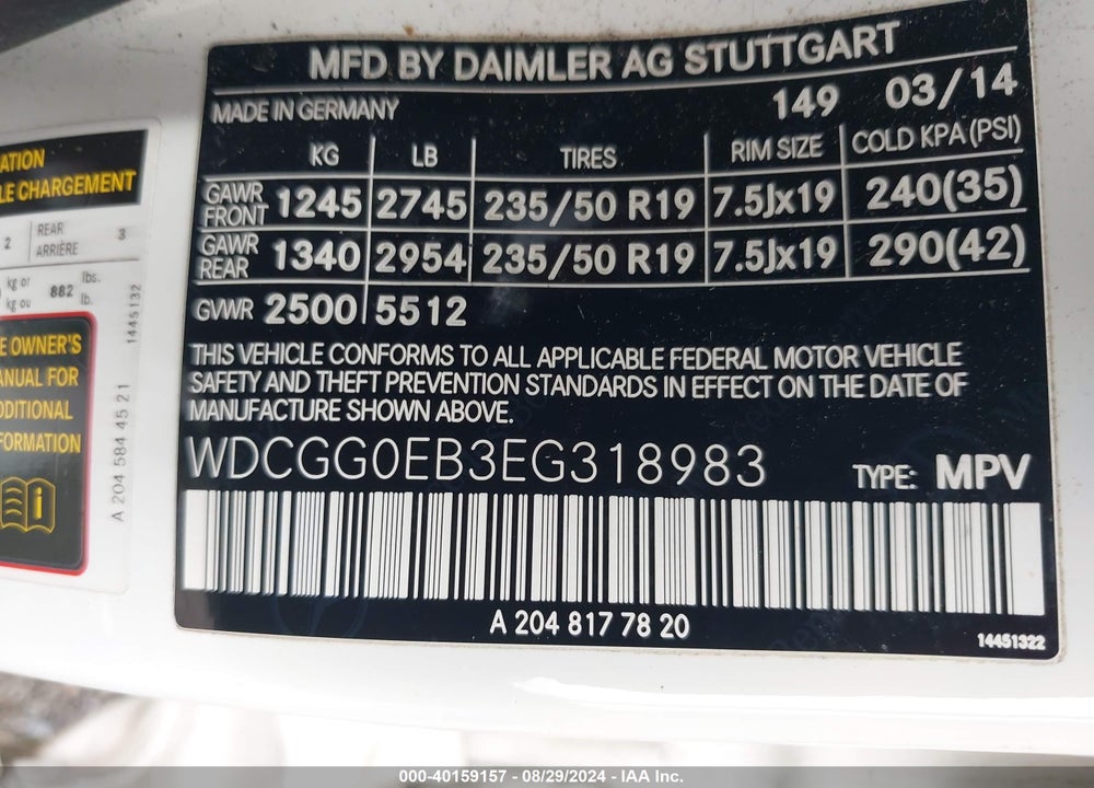 2014 MERCEDES-BENZ GLK 250 BLUETEC 4MATIC VIN: WDCGG0EB3EG318983