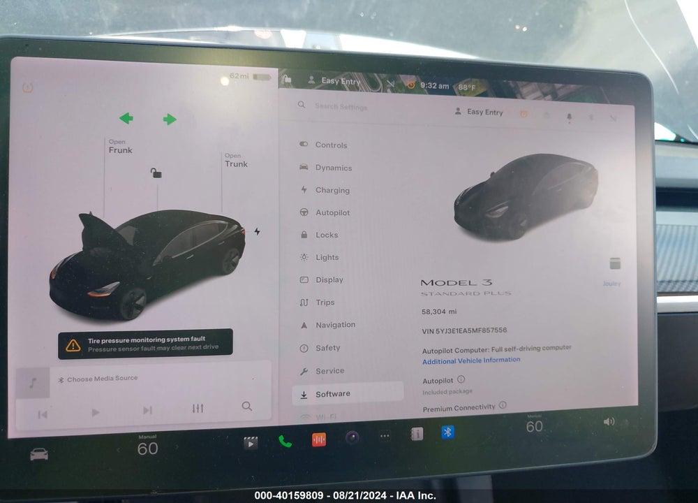 2021 TESLA MODEL 3 STANDARD RANGE PLUS REAR-WHEEL DRIVE VIN: 5YJ3E1EA5MF857556