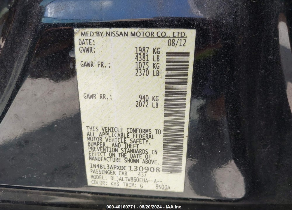 2013 NISSAN ALTIMA 3.5 SV VIN: 1N4BL3APXDC130908