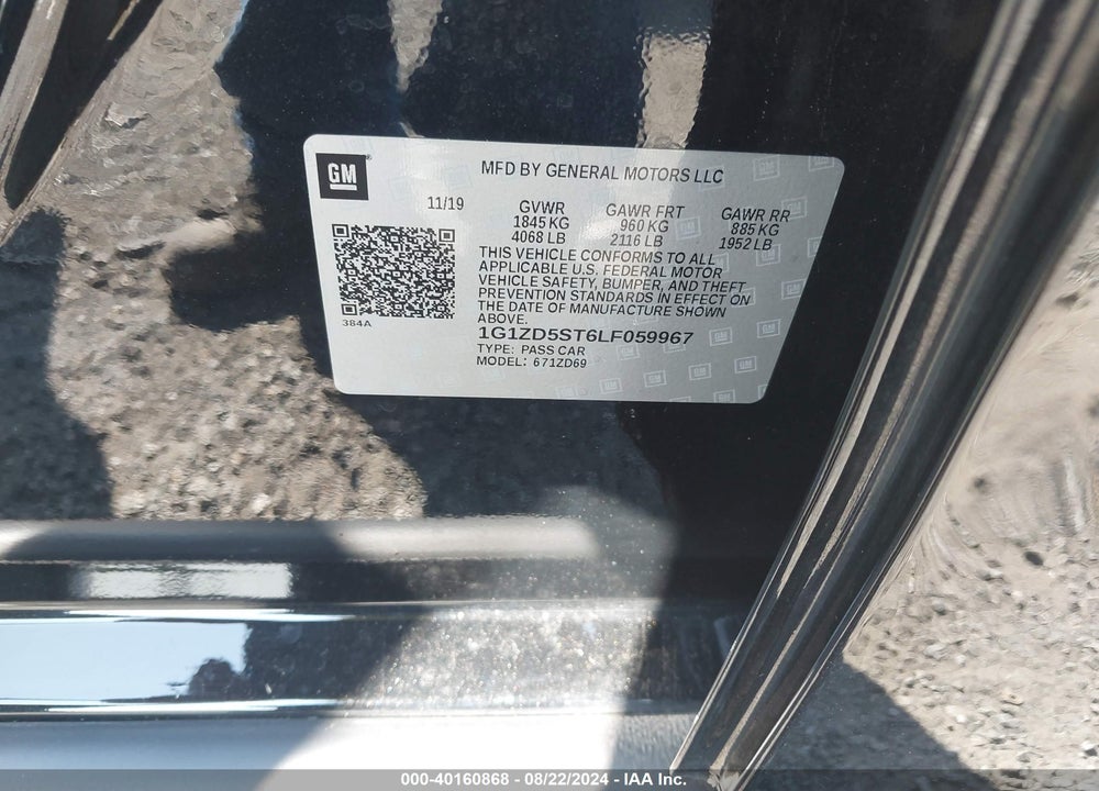 2020 CHEVROLET MALIBU VIN: 1G1ZD5ST6LF059967