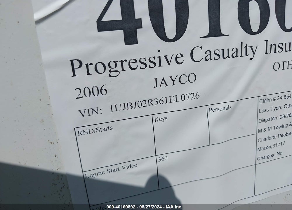 2006 JAYCO OTHER VIN: 1UJBJ02R361EL0726
