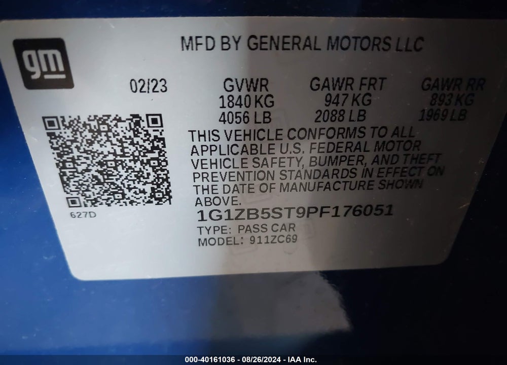 2023 CHEVROLET MALIBU FWD LS VIN: 1G1ZB5ST9PF176051