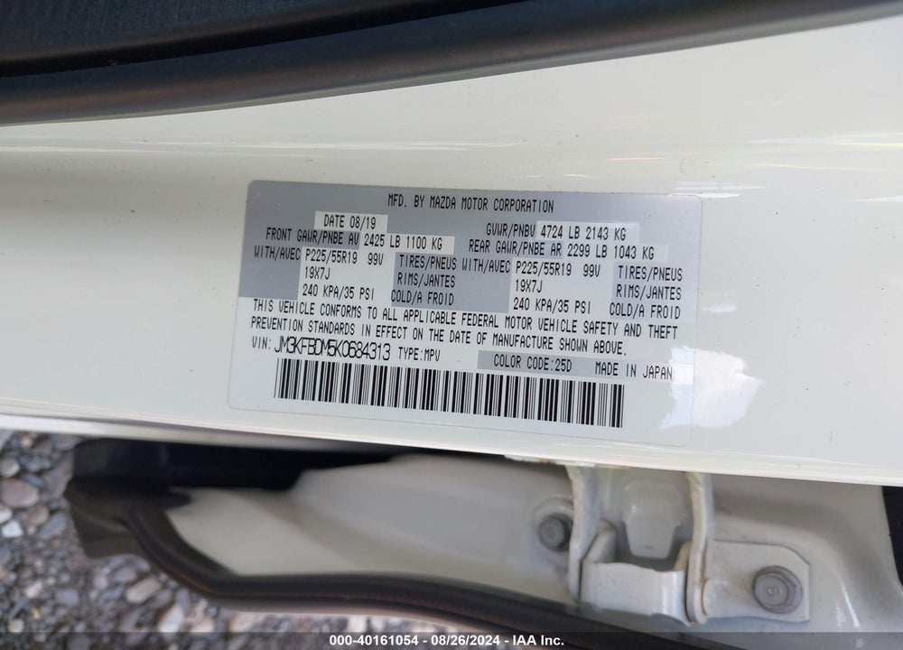 2019 MAZDA CX-5 GRAND TOURING VIN: JM3KFBDM5K0684313