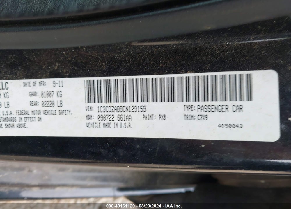2012 DODGE AVENGER SE VIN: 1C3CDZAB9CN129159