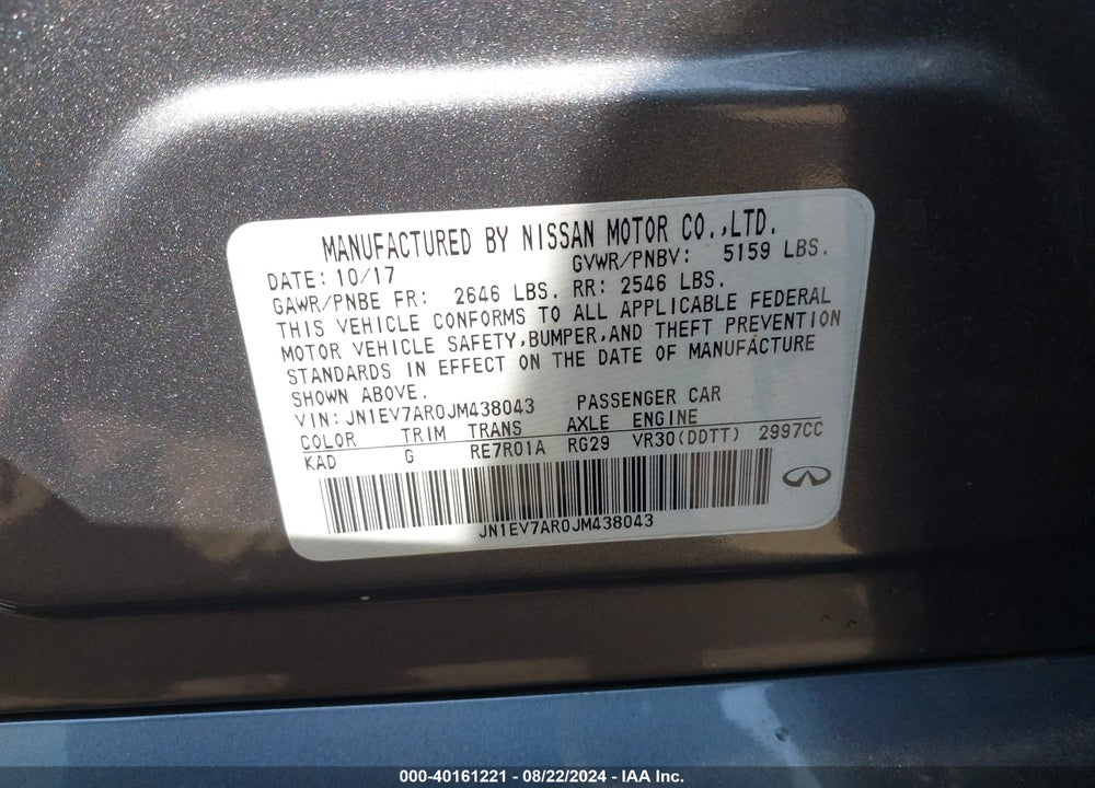 2018 INFINITI Q50 3.0T LUXE VIN: JN1EV7AR0JM438043