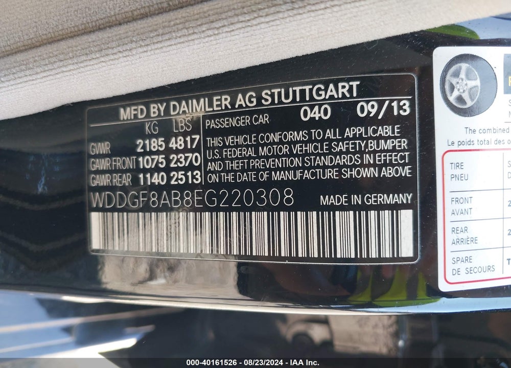 2014 MERCEDES-BENZ C 300 VIN: WDDGF8AB8EG220308