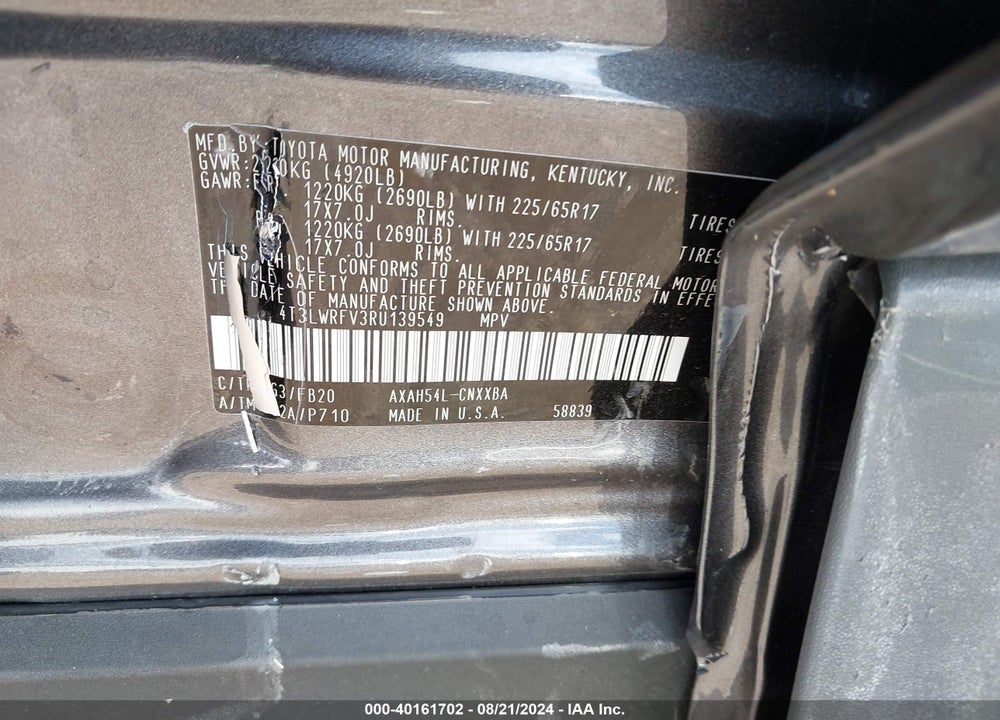 2024 TOYOTA RAV4 HYBRID LE VIN: 4T3LWRFV3RU139549