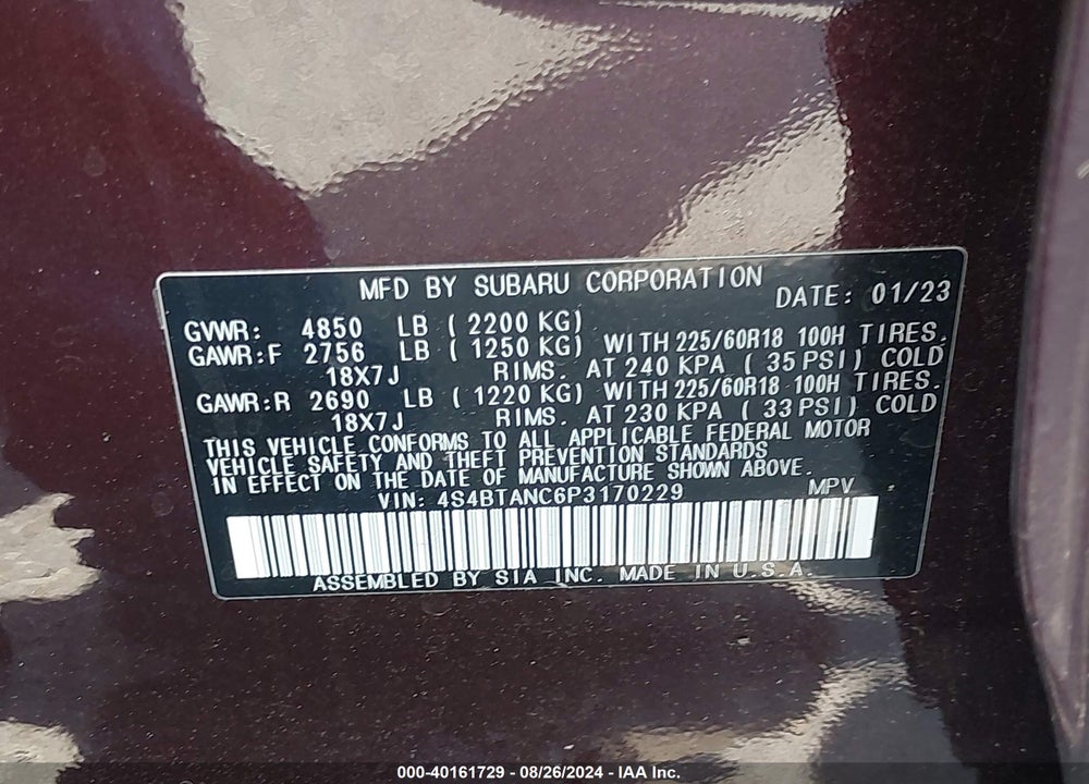 2023 SUBARU OUTBACK LIMITED VIN: 4S4BTANC6P3170229