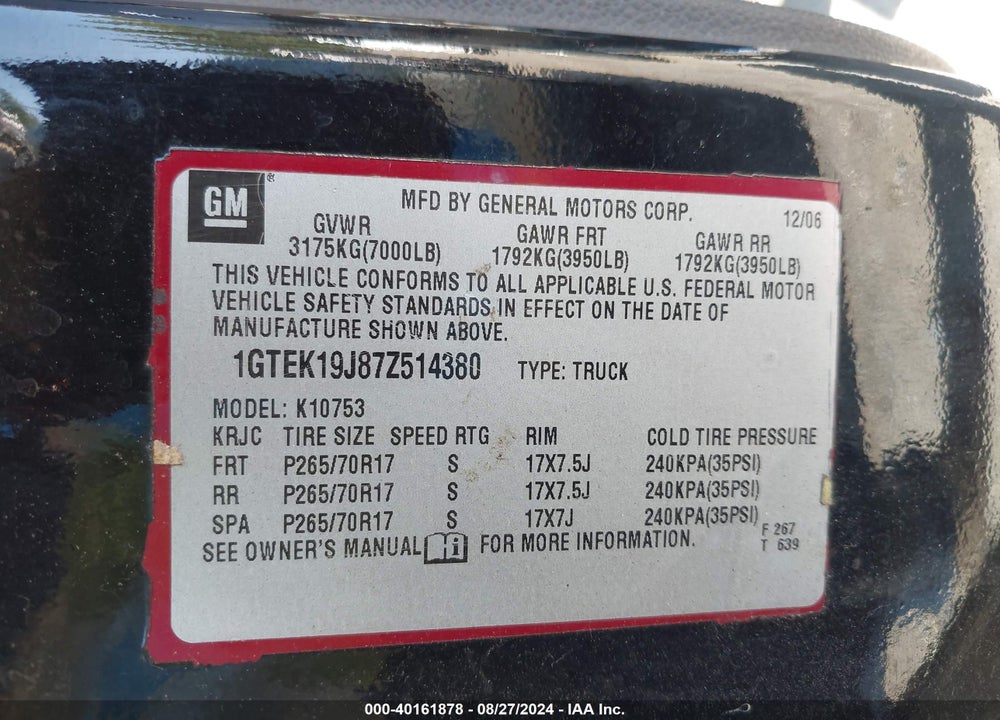 2008 GMC SIERRA 1500 SL VIN: 3GTEC13C68G112897