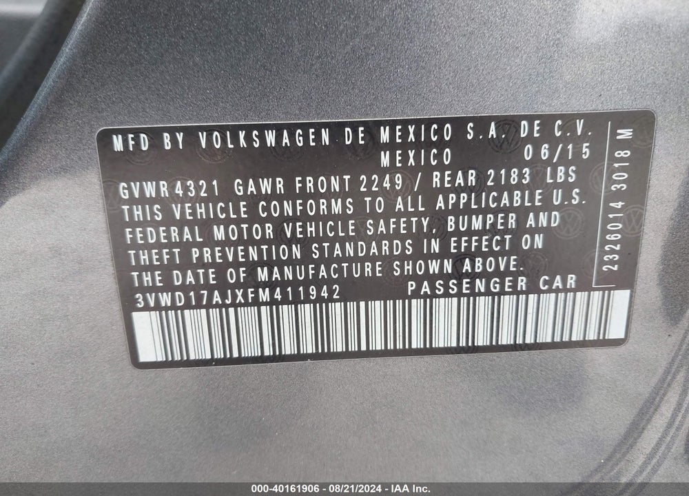 2015 VOLKSWAGEN JETTA 1.8T SE VIN: 3VWD17AJXFM411942