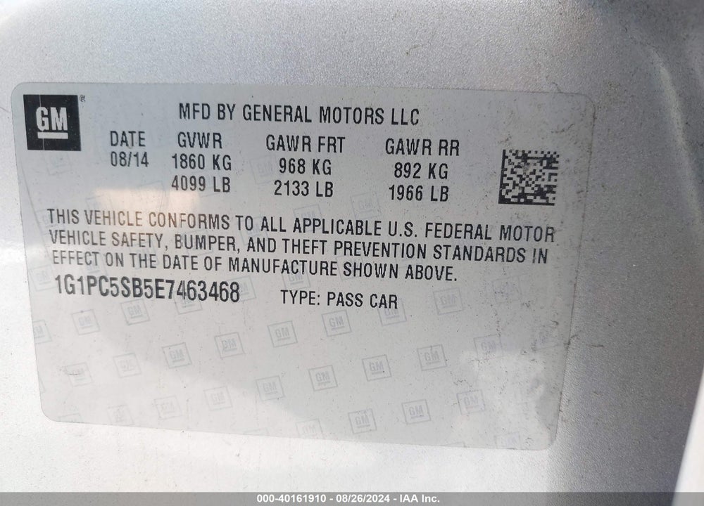 2014 CHEVROLET CRUZE 1LT AUTO VIN: 1G1PC5SB5E7463468