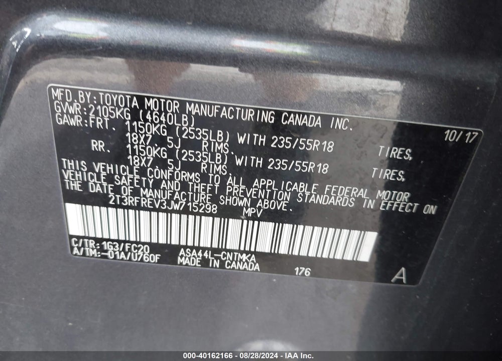 2018 TOYOTA RAV4 ADVENTURE VIN: 2T3RFREV3JW715298