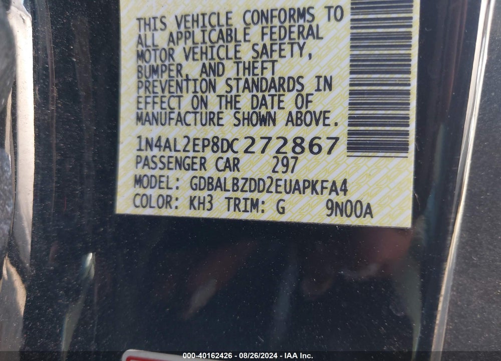 2013 NISSAN ALTIMA 2.5 S VIN: 1N4AL2EP8DC272867