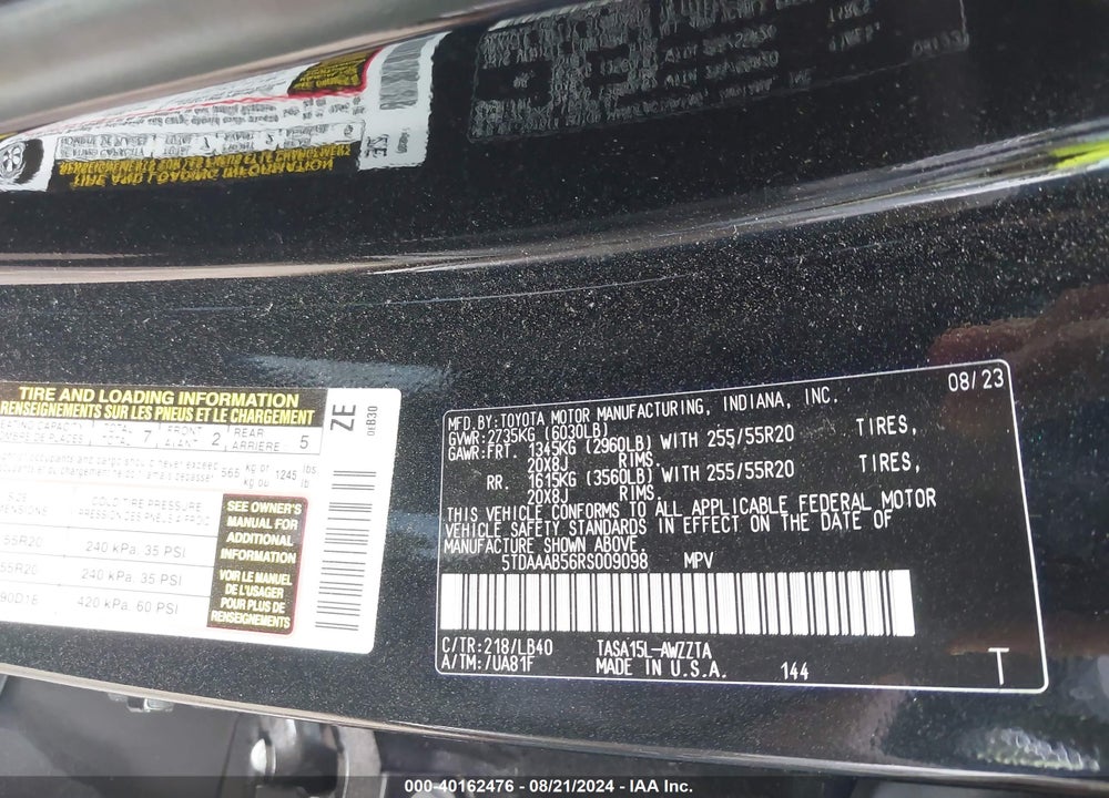 2024 TOYOTA GRAND HIGHLANDER PLATINUM VIN: 5TDAAAB56RS009098