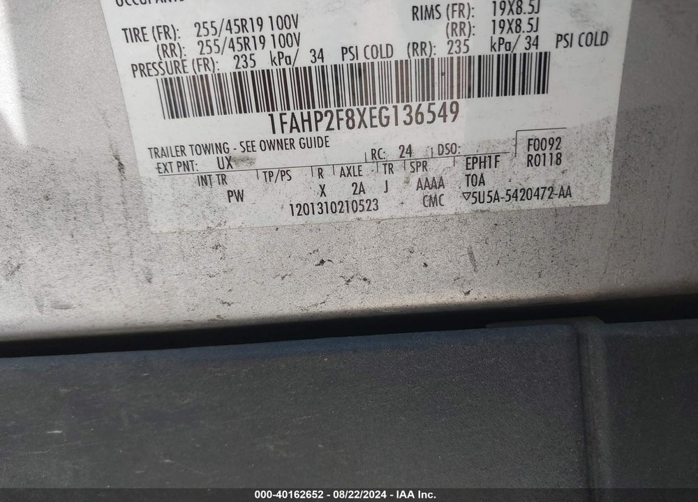 2014 FORD TAURUS VIN: 1FAHP2F8XEG136549