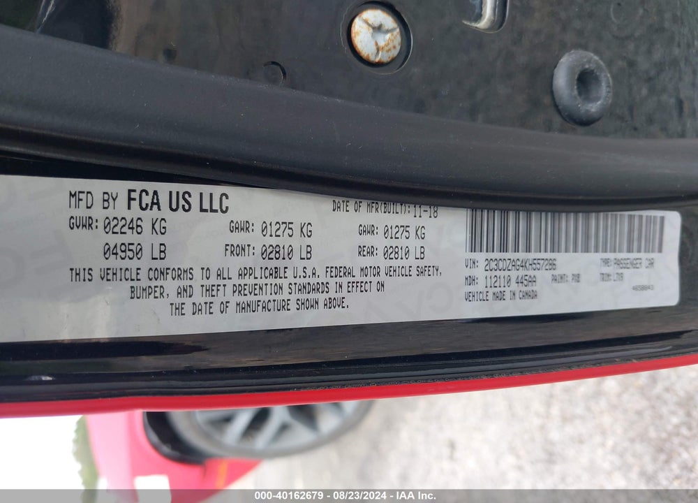 2019 DODGE CHALLENGER SXT VIN: 2C3CDZAG4KH557286