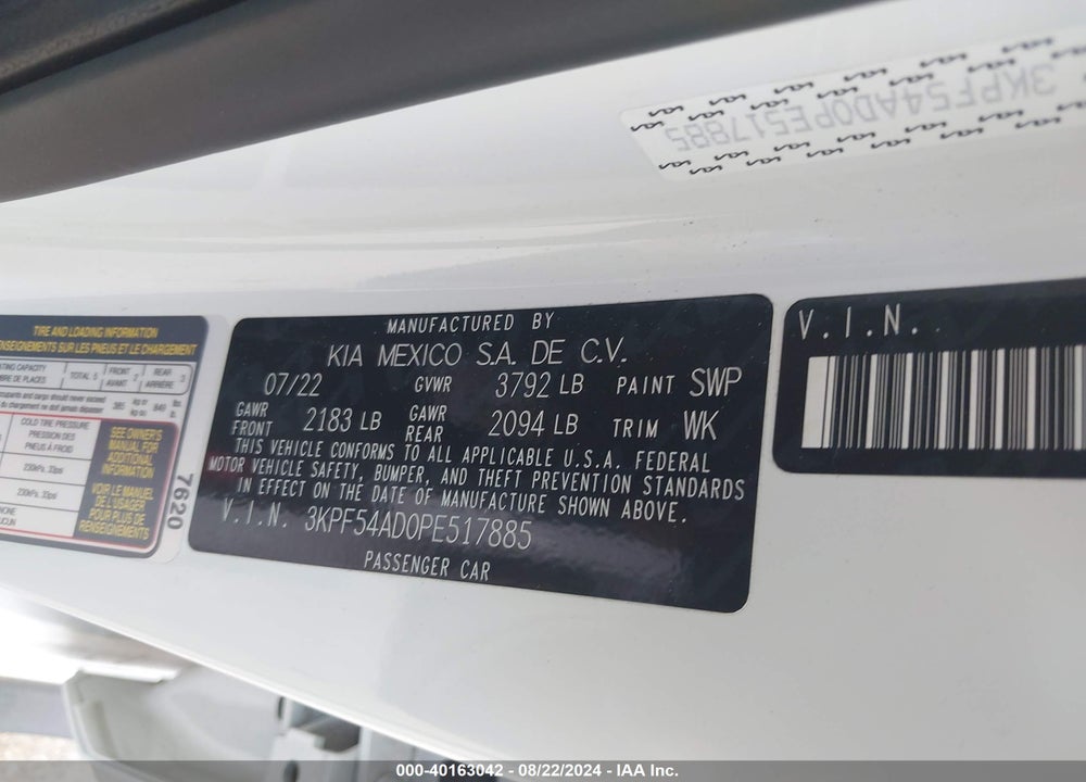 2023 KIA FORTE GT LINE VIN: 3KPF54AD0PE517885