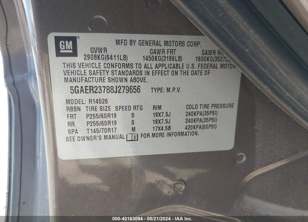 2010 BUICK ENCLAVE 1XL VIN: 5GALVBED6AJ255755