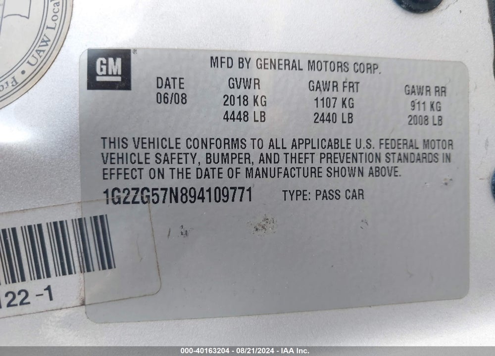 2009 PONTIAC G6 VIN: 1G2ZG57N894109771